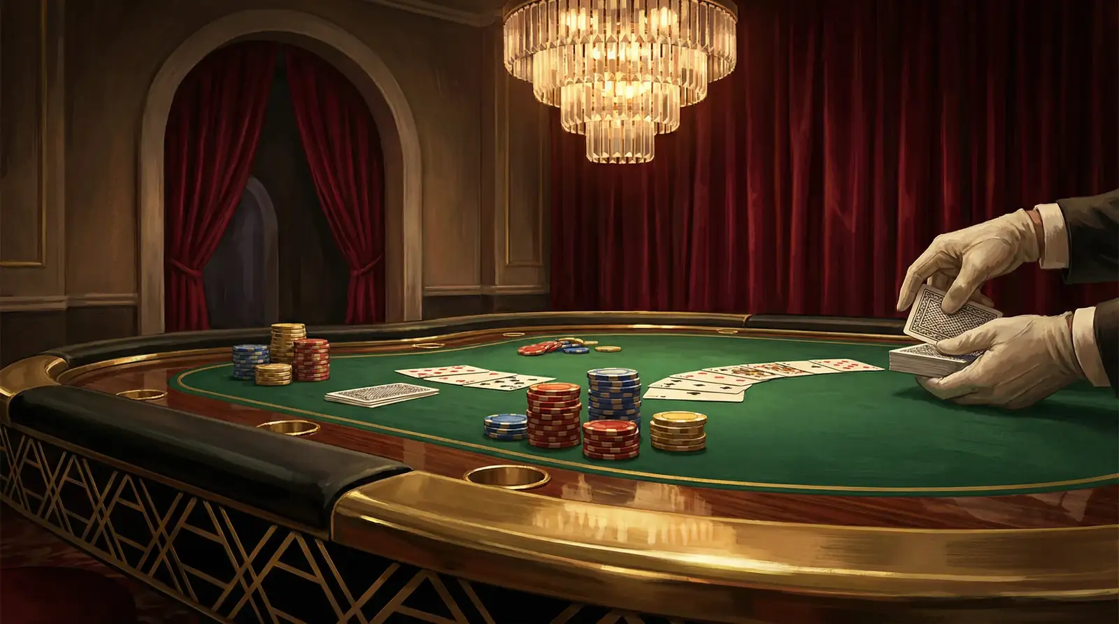 开元棋牌金殿德州扑克绿绒牌桌全景